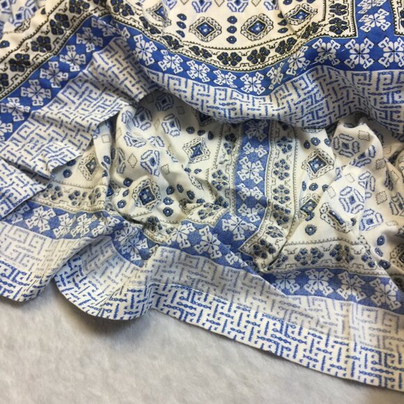 Like new! Caffe Marrakesh Blouse Top 3X Blue Sequins Square Neck Peasant Rayon - Picture 7 of 16